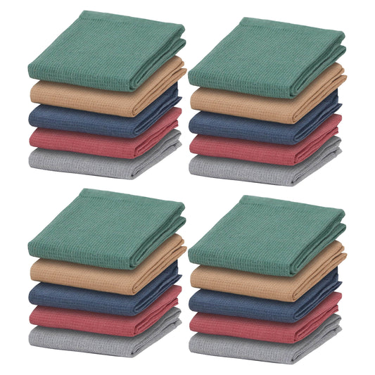 20 Pack Tea Towel Waffle Kitchen Tea Towels Cotton Absorbent Long Lasting Catering Bar Dish Towel, Assorted by OLIVIA ROCCO