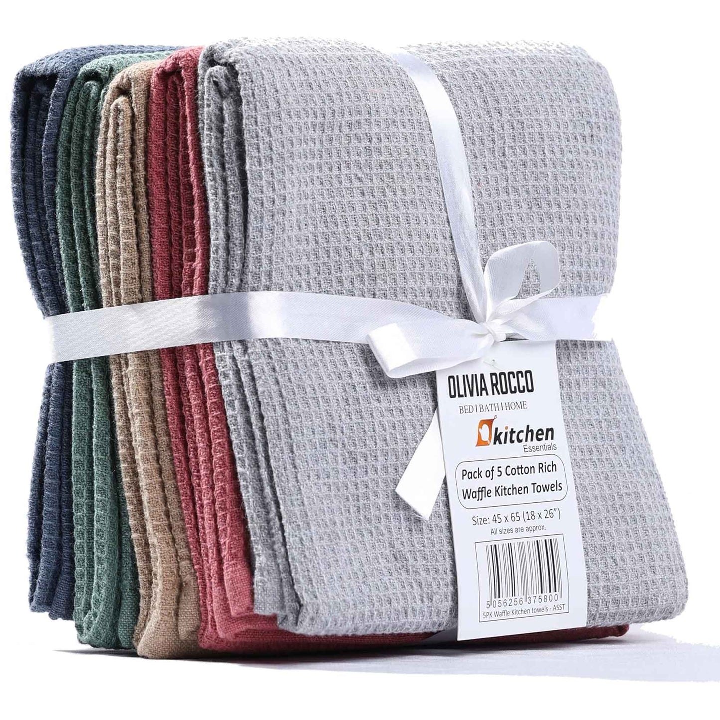 20 Pack Tea Towel Waffle Kitchen Tea Towels Cotton Absorbent Long Lasting Catering Bar Dish Towel, Assorted by OLIVIA ROCCO