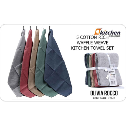 20 Pack Tea Towel Waffle Kitchen Tea Towels Cotton Absorbent Long Lasting Catering Bar Dish Towel, Assorted by OLIVIA ROCCO