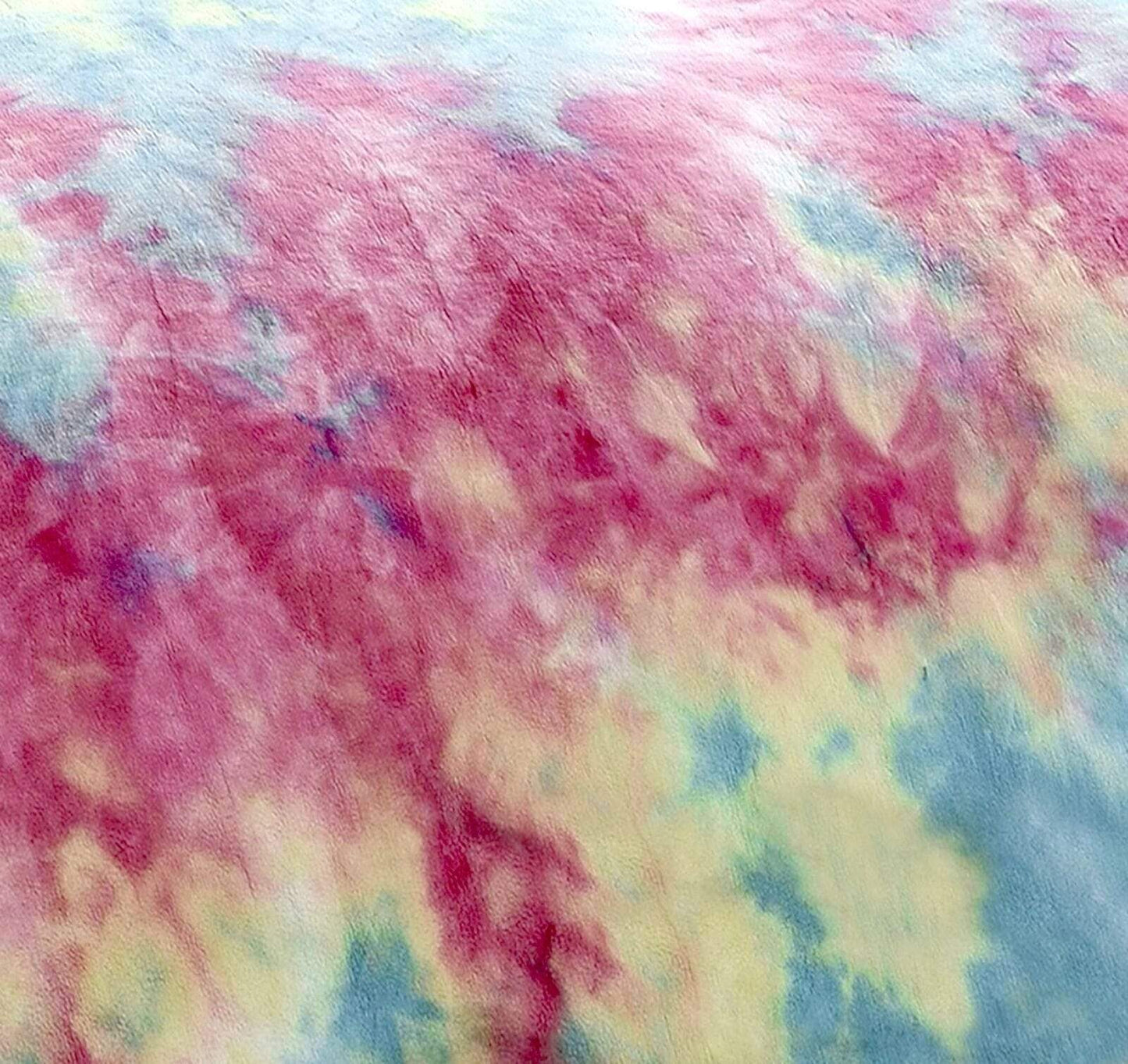 Tie Dye Rainbow Ultra-Soft Teddy Fleece Duvet Set for Kids Reversible Bedding with Cushion and Throw Single and Double Beds by OLIVIA ROCCO