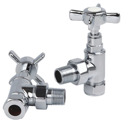 Traditional Cross Head Rad Valve Angled (Pair)