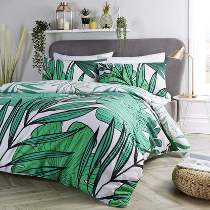 Tropical Leaf Reversible Luxurious Duvet Set Soft Cotton Rich Bedding in Single Double King Sizes with Premium Vibrant Botanical Designs by OLIVIA ROCCO