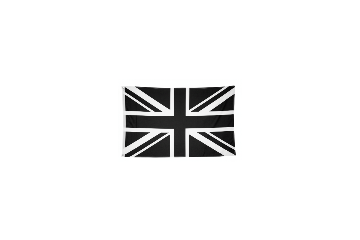 united kingdom flag in black and white