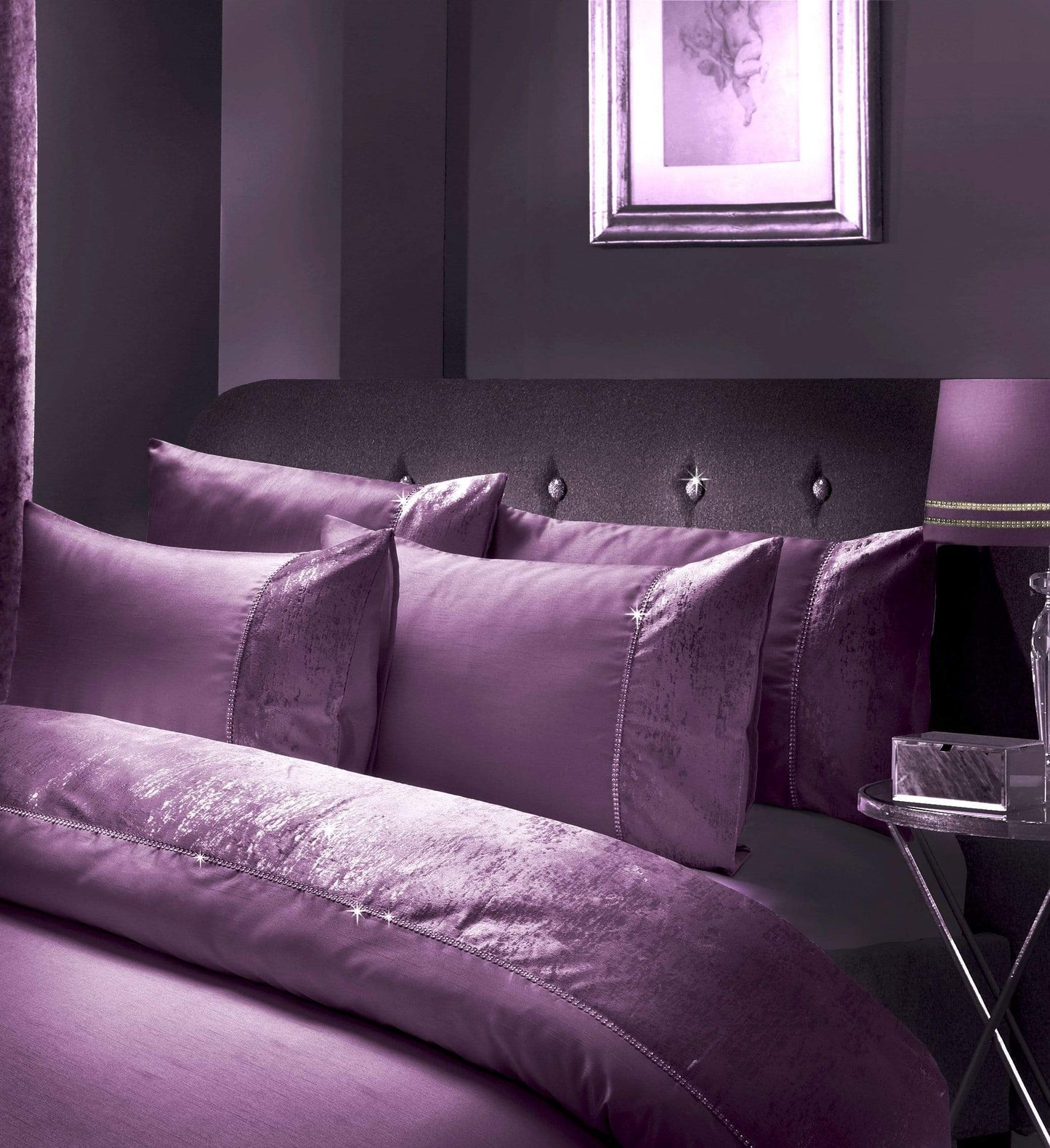 Valentina Ultra-Soft Duvet Set with Crushed Velvet Trim and Diamante Detailing in Double King Super King Sizes OEKO-TEX Certified by OLIVIA ROCCO