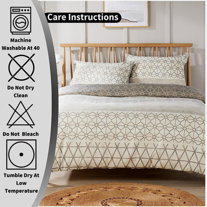 Versailles Natural Floral Reversible Quilted Duvet Cover Set with Button Closure in Single Double King Sizes by OLIVIA ROCCO