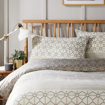 Versailles Natural Floral Reversible Quilted Duvet Cover Set with Button Closure in Single Double King Sizes by OLIVIA ROCCO