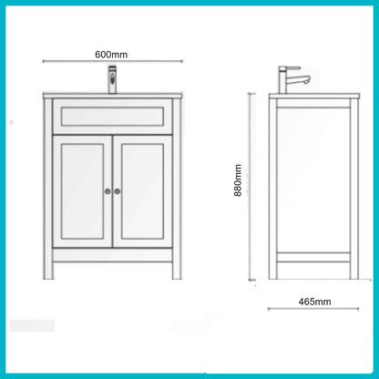 Unidad de suelo Astley de 600 mm con 2 puertas, color gris mate