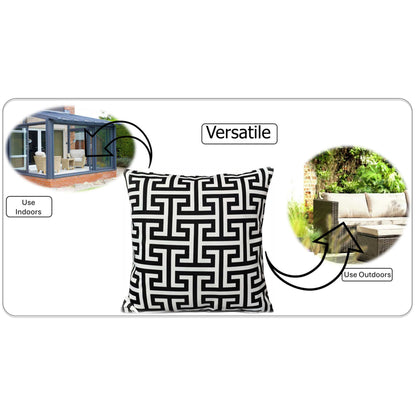 Waterproof Breathable Milano Black Hollowfibre Filled Cushions 43x43cm for Outdoor Garden Bench Sofa or Indoor Use by OLIVIA ROCCO