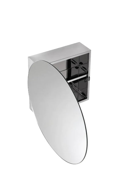 Anton Severn Stainless Steel Circular Mirror Cabinet