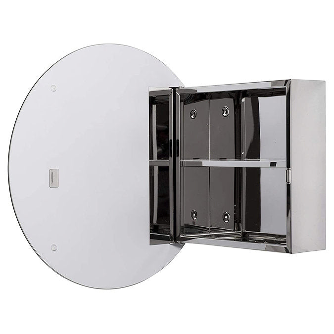 Anton Severn Stainless Steel Circular Mirror Cabinet
