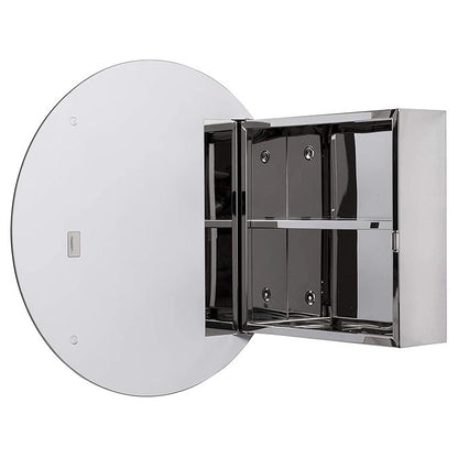 Anton Severn Stainless Steel Circular Mirror Cabinet