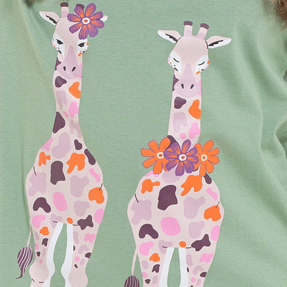 Women's Giraffe Cotton Jersey Long Sleeve Pyjama Set Comfortable PJs Soft Loungewear Summer Holiday Sleepwear by Daisy Dreamer