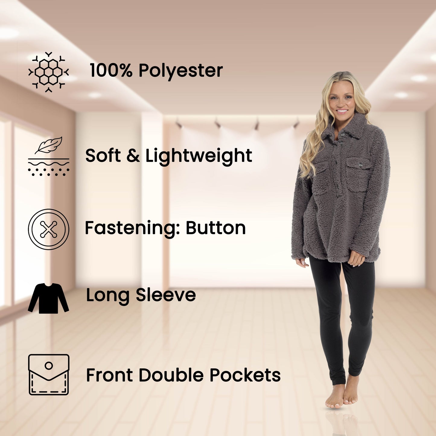 Women's Luxuriously Soft Sherpa Top and Leggings Lounge Set with Double Pockets Long Sleeve Lightweight Pajamas Ideal for Chilly Days by Daisy Dreamer