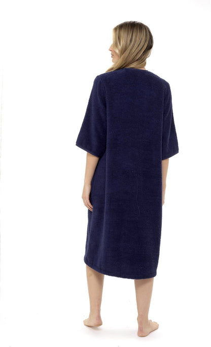 Women's Soft Fluffy Terry Towelling Zip Through Bathrobe 100 Percent Cotton Ultra Absorbent Post-Bath Lounge Wear UK Sizes 8-22 by Daisy Dreamer