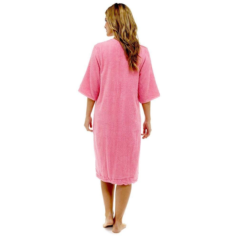Women's Soft Fluffy Terry Towelling Zip Through Bathrobe 100 Percent Cotton Ultra Absorbent Post-Bath Lounge Wear UK Sizes 8-22 by Daisy Dreamer
