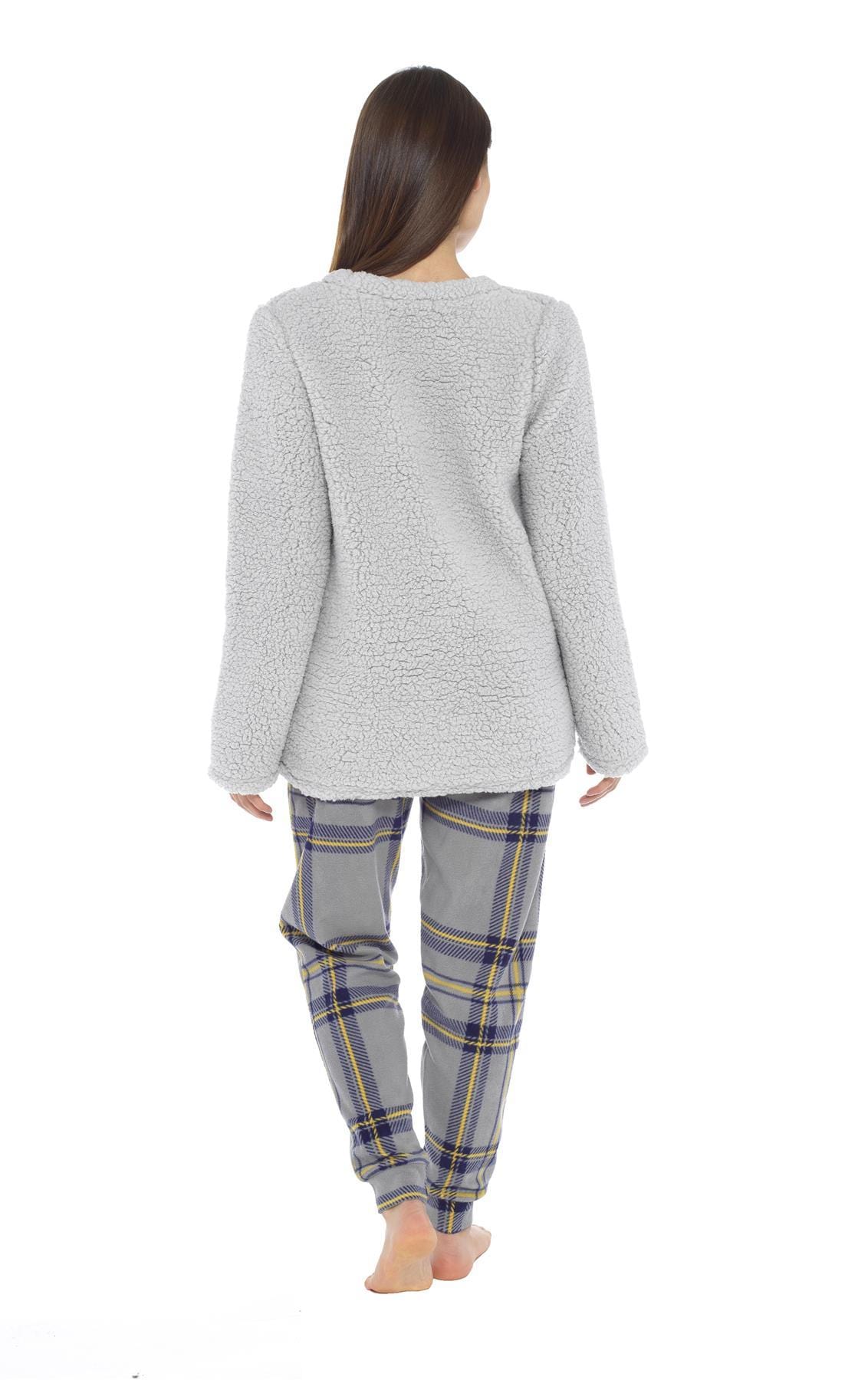 Women's Teddy Fleece Pyjama Set with Penguin Design Soft Cosy Nightwear Stylish Loungewear Warm Snuggle PJs with Contrasting Bottoms for Chilly Evenings by Daisy Dreamer