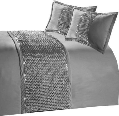 Zenia Luxurious Duvet Cover Set with Quilted Trim and Diamante Detailing  Available in Single Double Kingb and Super King Sizes by OLIVIA ROCCO