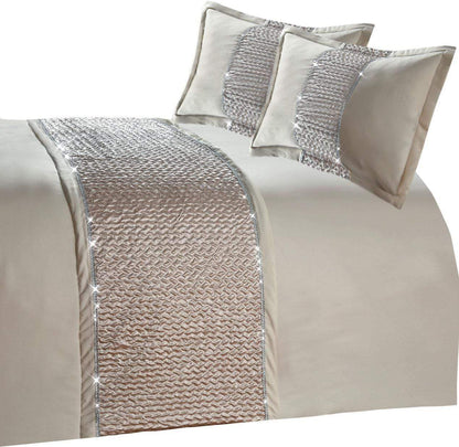 Zenia Luxurious Duvet Cover Set with Quilted Trim and Diamante Detailing  Available in Single Double Kingb and Super King Sizes by OLIVIA ROCCO