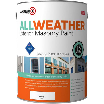 Zinsser All Weather Masonry Paint Wht 5ltr