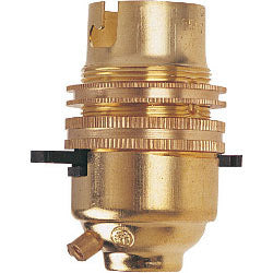 Dencon BC Brass 1/2" Switched Lampholder with Earth Skin Packed