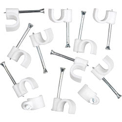 Securlec Cable Clips Round Pack of 100 7mm - White
