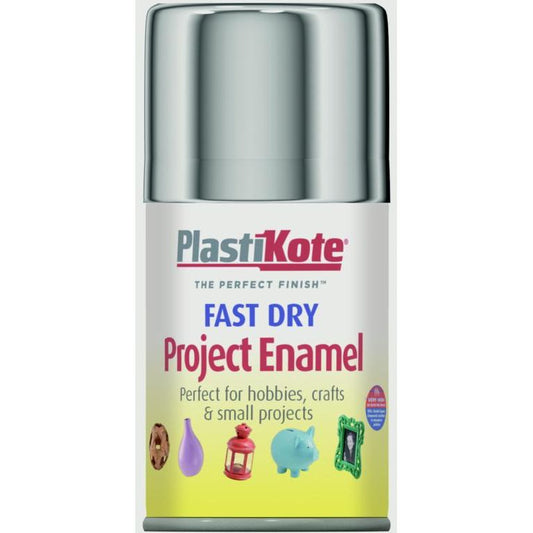 PlastiKote Fast Dry Enamel Aerosol Paint Chrome - 100ml