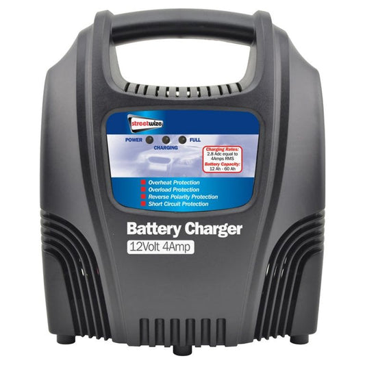 Streetwize Battery Charger - Plastic Cased 12V/4Amp