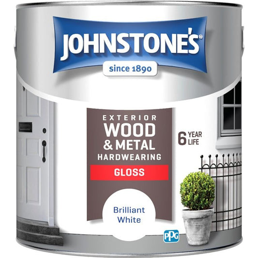 Brillo resistente para exteriores de Johnstone - Blanco brillante 2,5 L