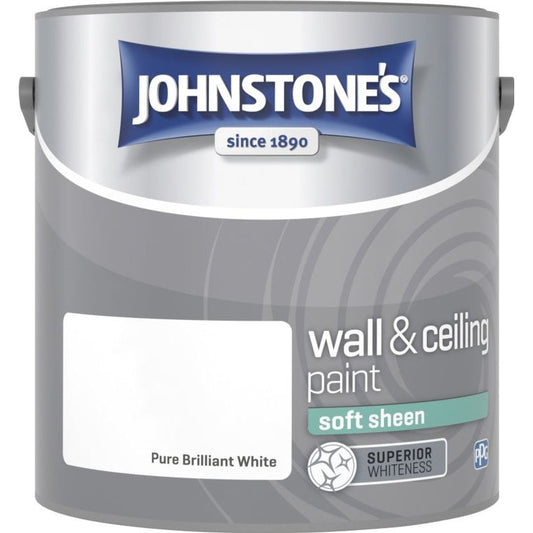 Johnstone's Brillo suave para paredes y techos, 2,5 L, blanco brillante