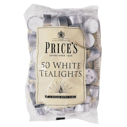 Price's Candles Lot de 50 bougies chauffe-plat blanches