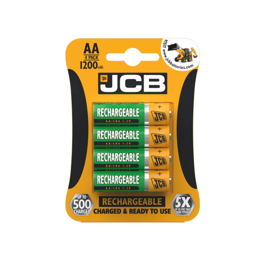 JCB Rechargeable AA Batteries Card 4 1200mAh