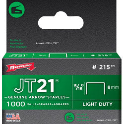 Agrafes Arrow JT21/T27 8 mm 5/16 po (1000)
