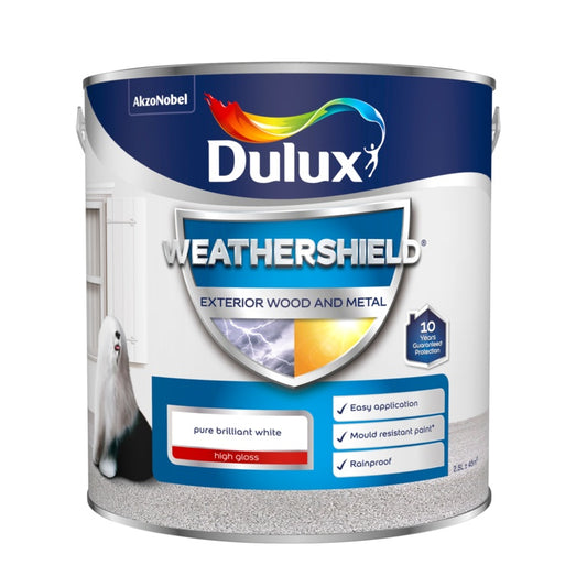Dulux Weathershield Exterior Gloss 2.5L Pure Brilliant White