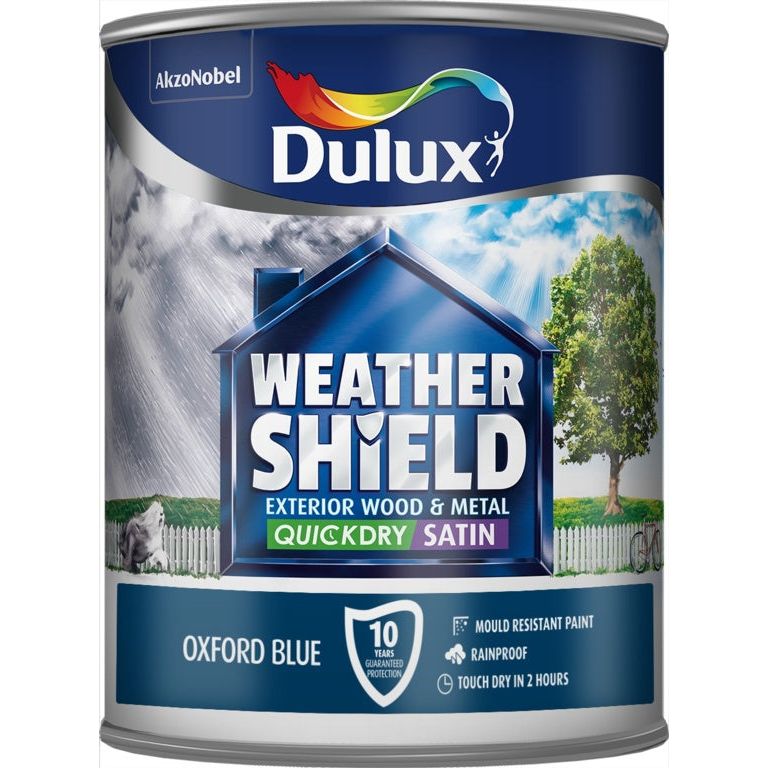 Dulux Weathershield Extérieur À Séchage Rapide Satiné 750ml Bleu Oxford