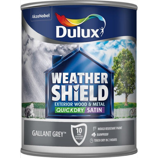 Dulux Weathershield Secado Rápido Exterior Satinado 750ml Gallant Grey