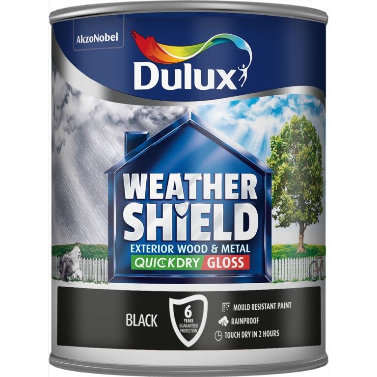Dulux Weathershield Extérieur Brillant À Séchage Rapide 750ml Noir
