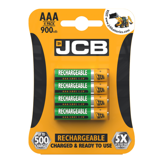 JCB Rechargeable AAA Batteries 4 Pack 900mAh