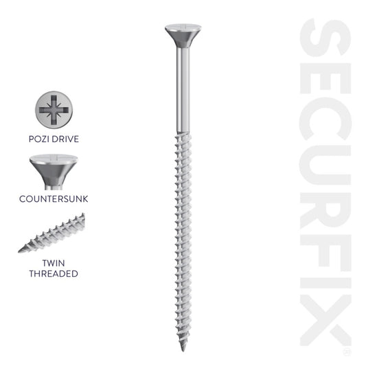 Securfix Twin Thread Screws 12 x 2"-6.0 x 50mm | Pack of 100