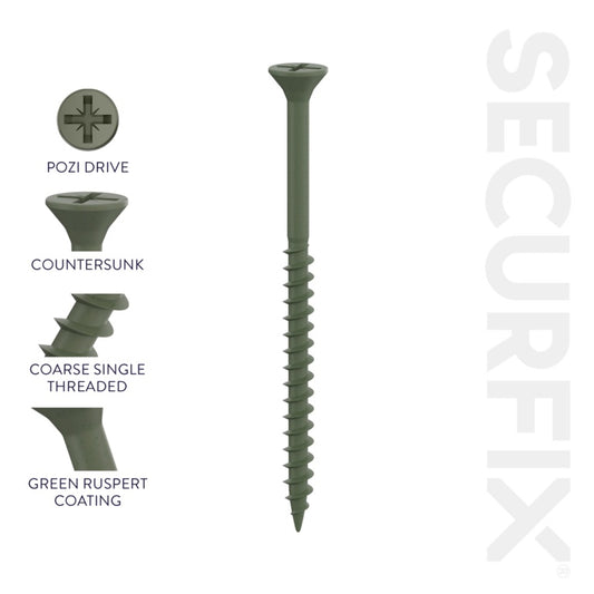 Securfix Green Decking Screws 9 x 2 1/3"-4.5 x 60mm | Pack of 200