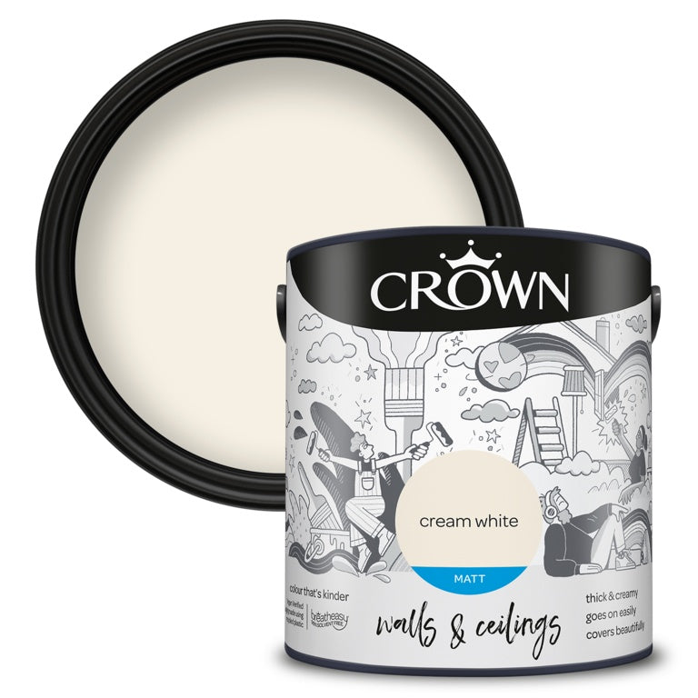 Crown Murs &amp; Plafonds Mat 2,5L Blanc Crème