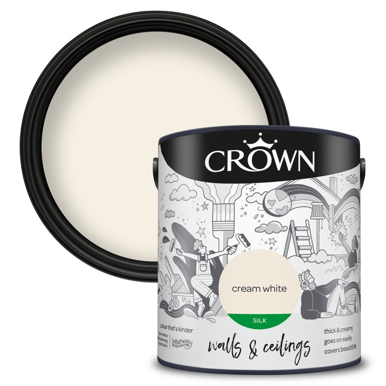 Crown Paredes y Techos Seda 2.5L Blanco Crema