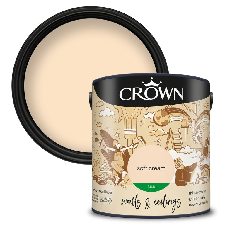 Crown Walls & Ceilings Silk 2.5L Soft Cream