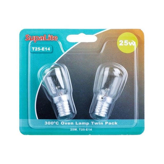 SupaLite 25W Oven Lamps For Upto 300 Degrees T25-E14 Base Pack Of 2