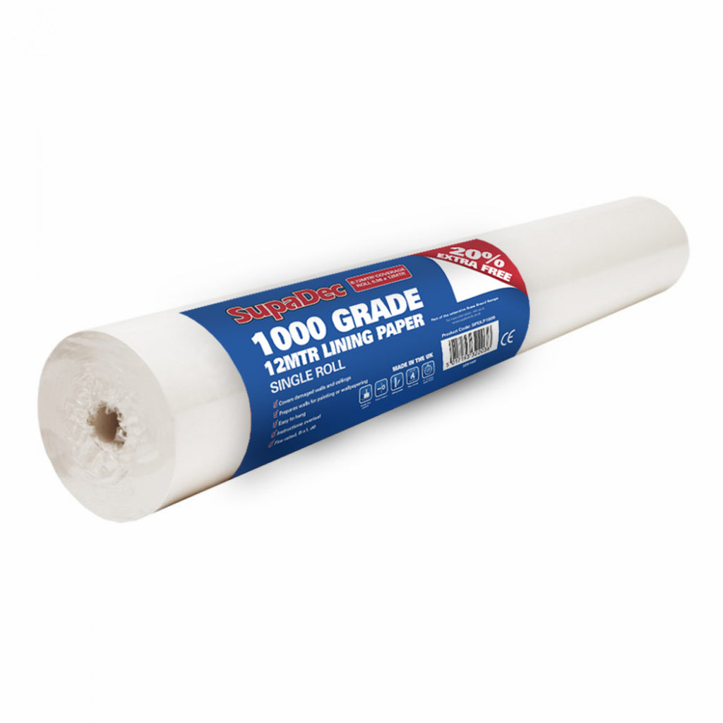 SupaDec Lining Paper 1000 Grade 10m Plus 20% Free 6.72m2 Coverage