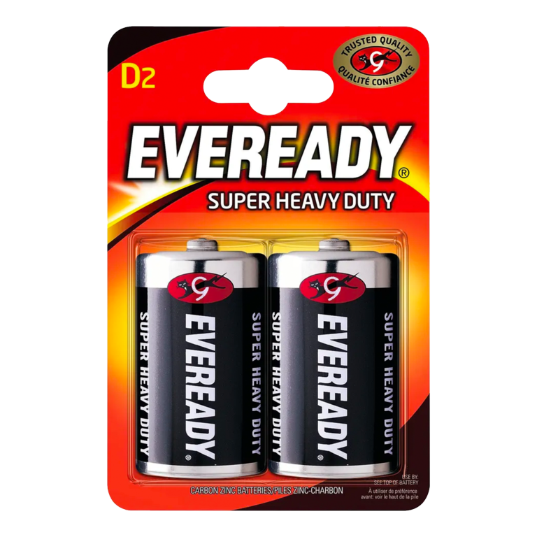Eveready Super Heavy Duty Batteries D Pack 2