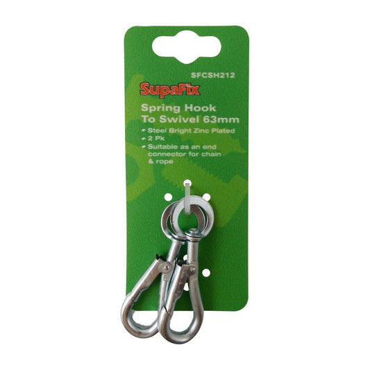 SupaFix Spring Hook to Swivel Pack 2 63mm