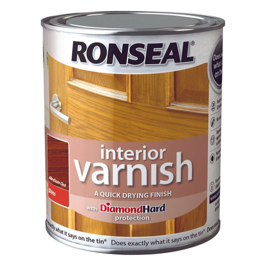 Ronseal Interior Varnish Gloss 750ml Medium Oak