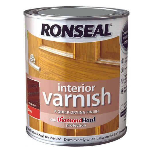 Ronseal Interior Varnish Gloss 750ml Dark Oak