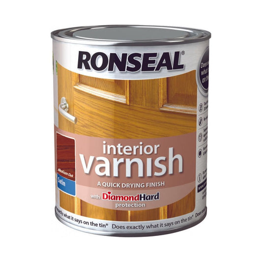 Ronseal Interior Varnish Satin 250ml Medium Oak