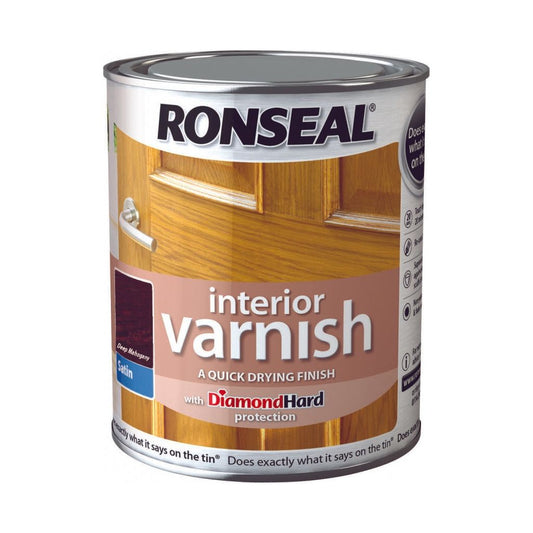 Ronseal Interior Varnish Satin 250ml Deep Mahogany